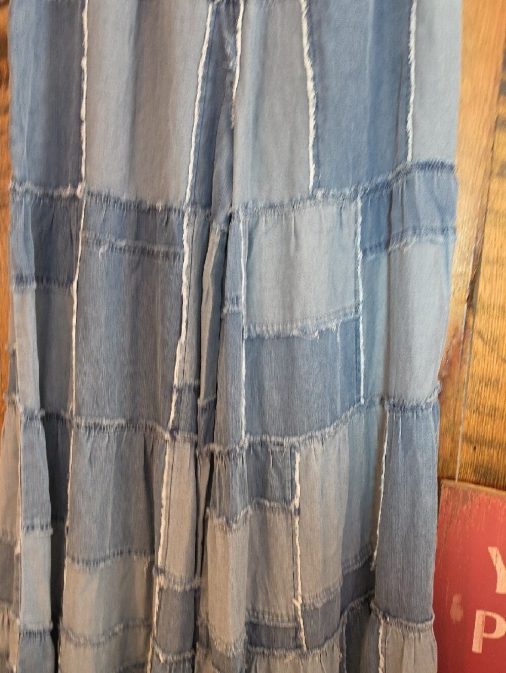 155p Blue Velvet Patchwork Wide-Leg Jeans - Washed Blue - Picture 12 of 15